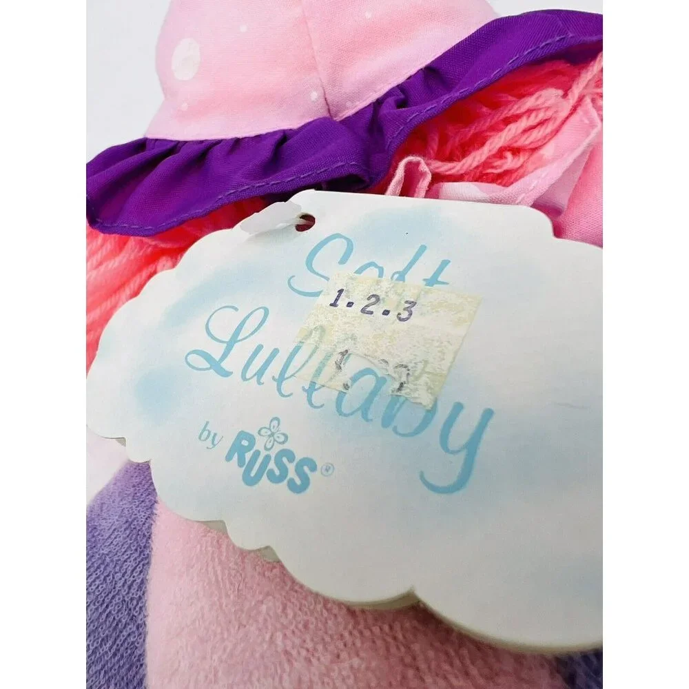 Russ Clown Plush Pink Purple Terry Cloth Stuffed Toy Pastel 12 inch Soft Lullaby